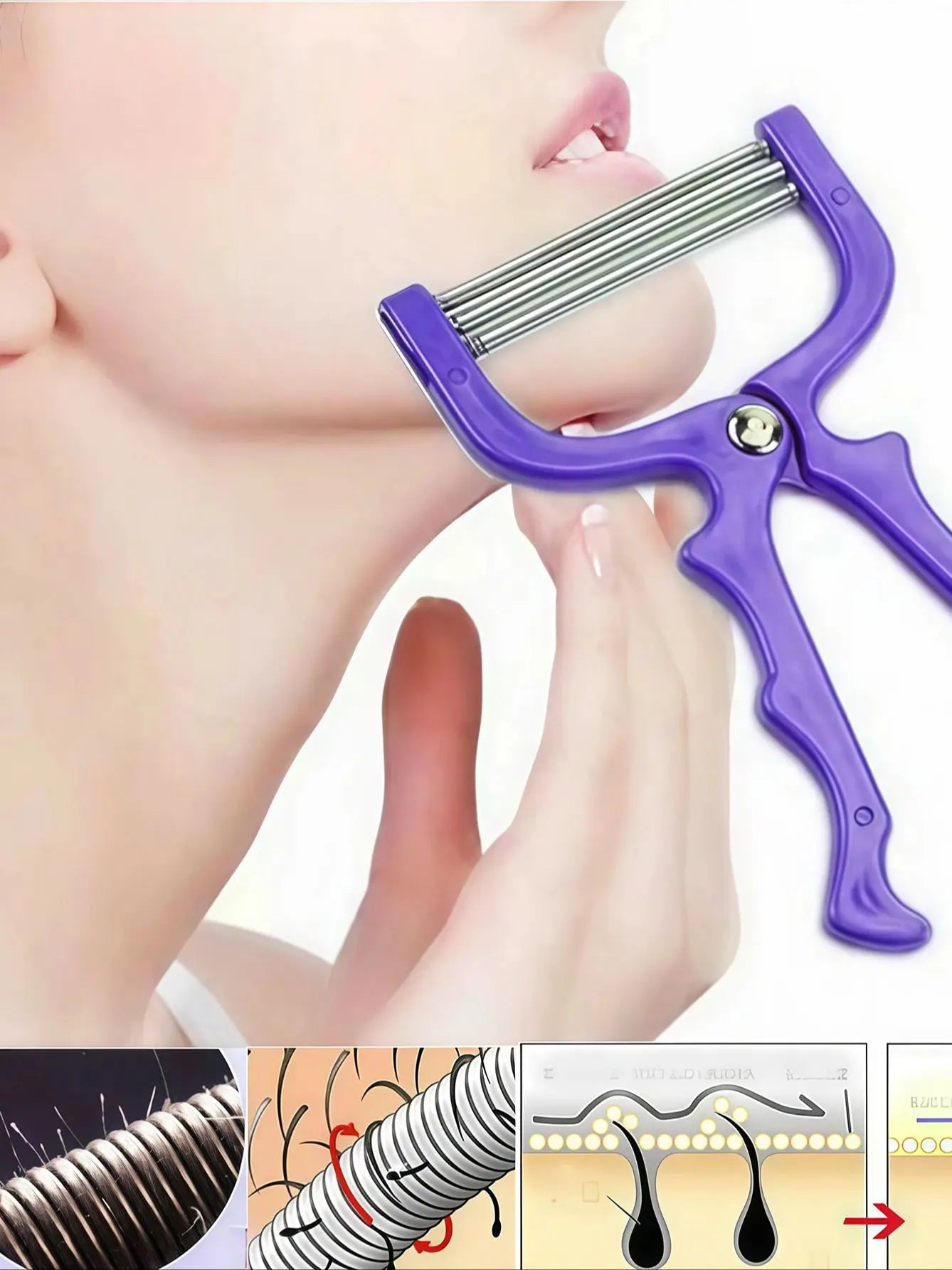 Facial Body Care Tool Hair Removal Spring Wire Stick Makeup Qme purple