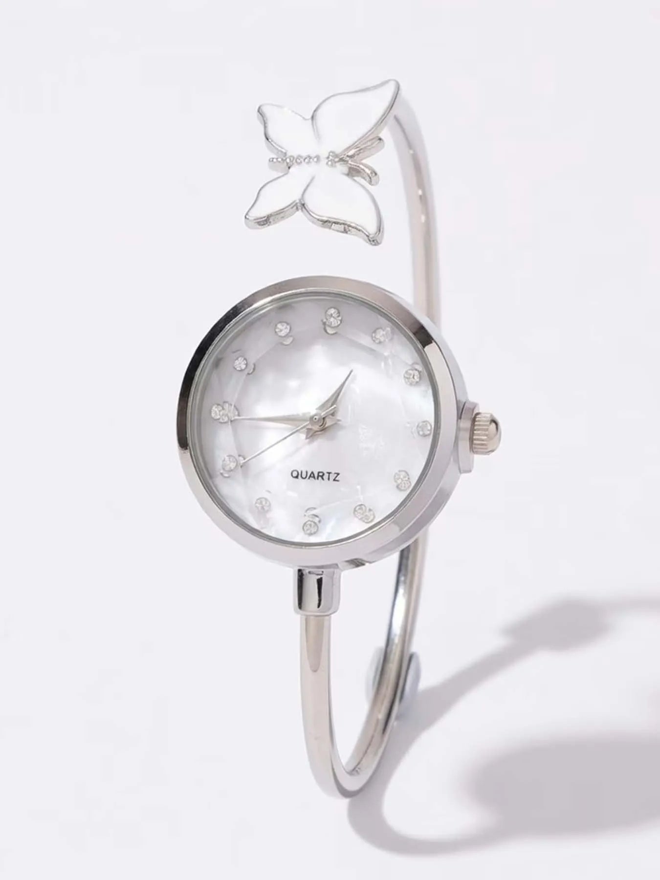 2-piece set of mother of pearl bracelets, butterfly watches, light luxury high-end watches, women's watch set Qme