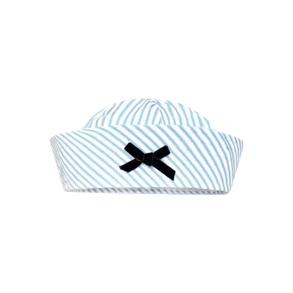 Fashion Y2K Stripe Sailor Hat Bow JK Navy Octagonal Polyester Captain Qme Style E
