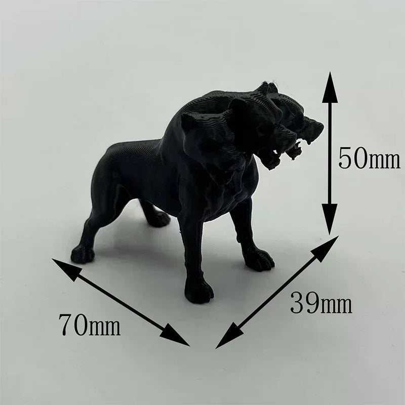 Gothic Three-headed Dog Statue Desktop Ornaments Scary Black Design Desk Home Decoration Qme