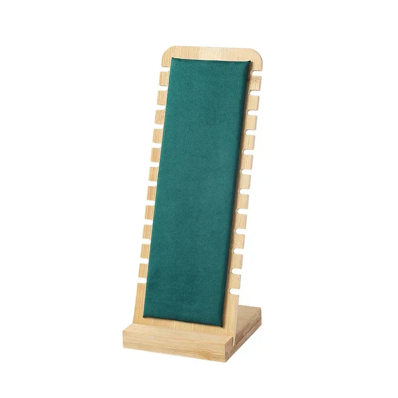 Solid Bamboo Wood Jewelry Display Stand Necklace Showcase Holder Pendant, Long Chain Handing Organizer Holder For Necklaces Qme green