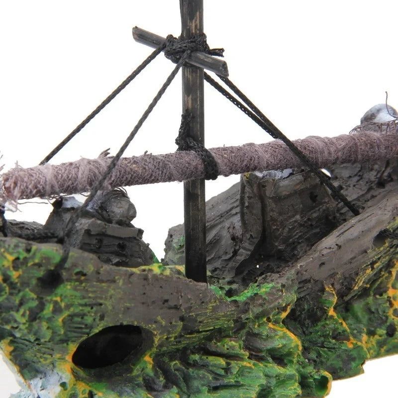 Aquarium Fish Tank Decorations Landscape Pirate Ship Wreck Ship Vintage Resin Design Boat Aquarium Accessories Home Decorations Qme