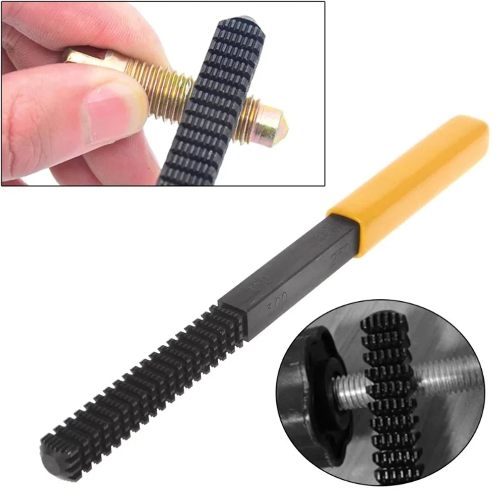 Thread Repair File Metric Thread Restoration Repair File Cleans Damaged Threads 0.75-3 mm Pitch Metal Hardware DIY Hand Tools Qme