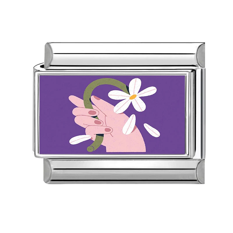 Fashion Purple Series Flowers Cats Dogs Pet Italian Charms Fit