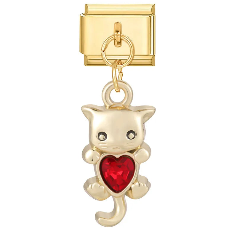 1PC Charm Cute Cartoon Pearl Dogs Horse Pendant Italian Charm Link Fit 9mm Bracelet Stainless Steel DIY Jewelry Making Wholesale Qme Style 32