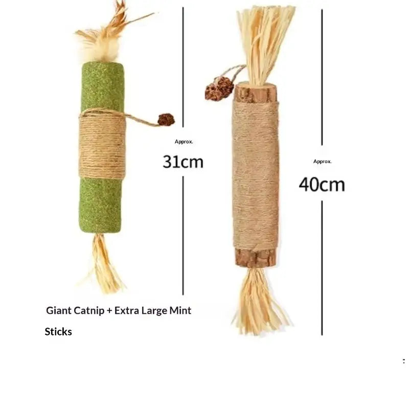1/2PCS Cat Toys Made Of Wood Sticks Insect Galls Raffia Sisal Rope Teeth Cleaning Toys Cat Teasing Sticks Qme A10