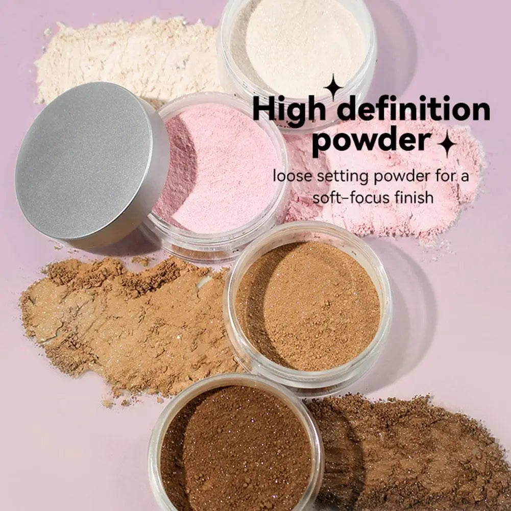 MLSMILE Shimmer Glitter Loose Setting Powder Oil Control Hide Pore Lasting Concealer Face Powder Pearlescent Matte Face Makeup Qme