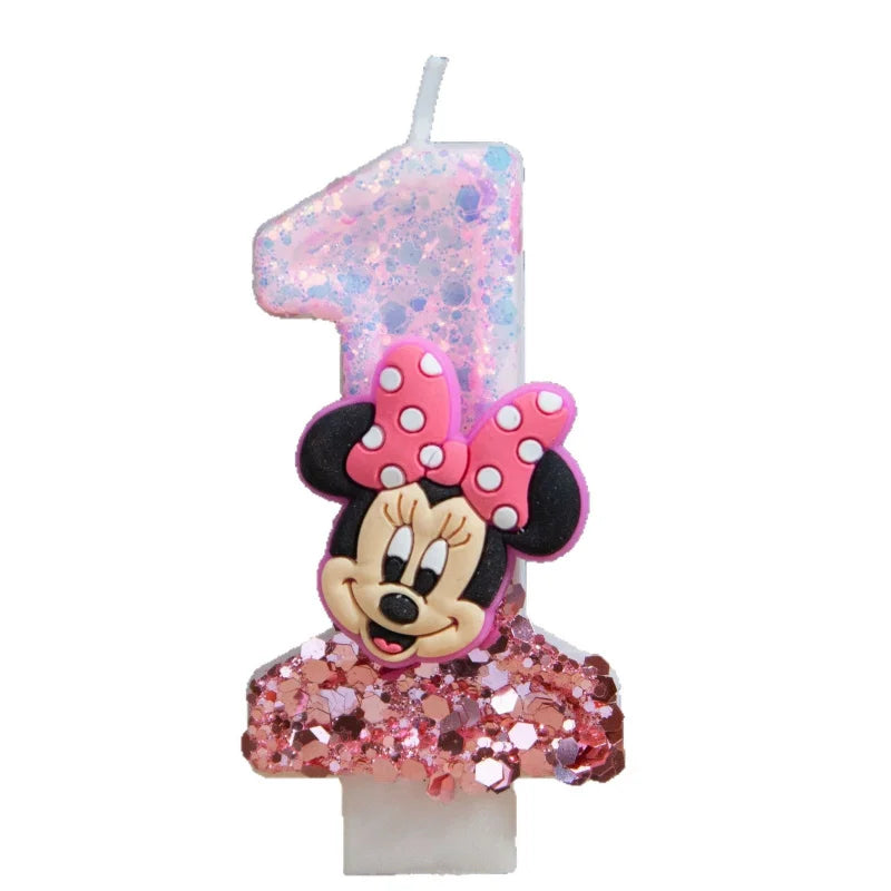 Minnie's Birthday Candles Mickey's Creative Glitter Cake Anniversary Anniversary Celebration Atmosphere Candle Plug-in Qme