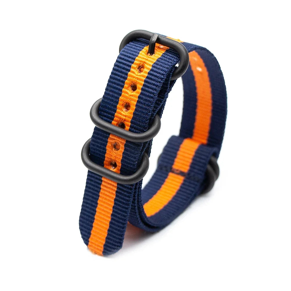 Black Ring Buckle Army Sports Nylon Watch Band Wrist Strap Accessories For Samsung Huawei 18MM 20MM 22MM 24MM Qme