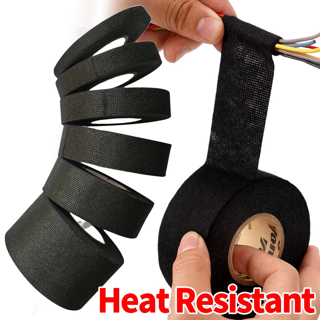 15 Meter Flame Retardant Tape Heat-resistant Adhesive Cloth Tape For Car Cable Harness Wiring Loom Protection Qme