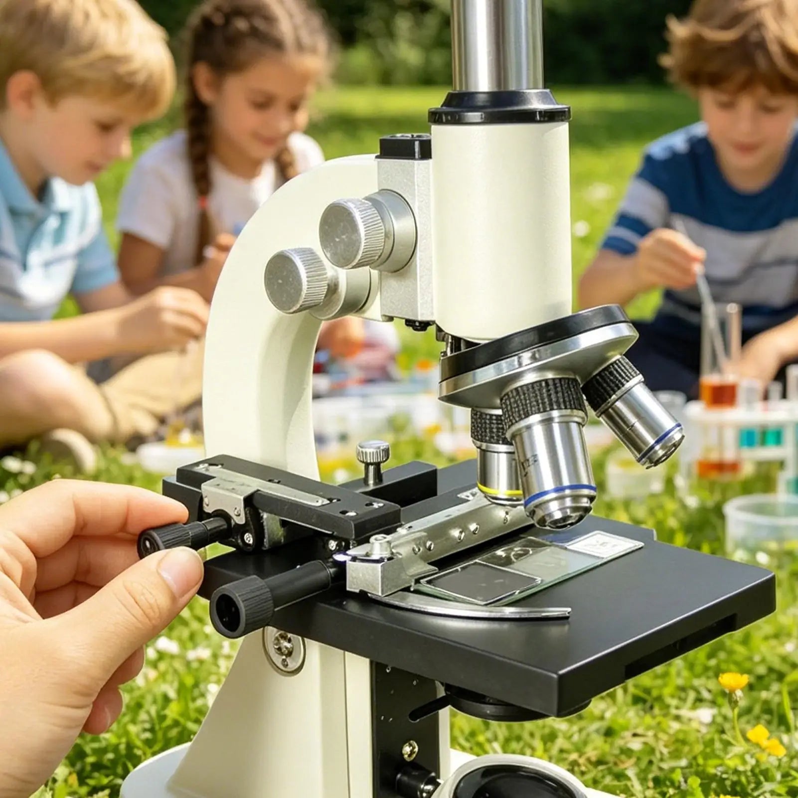 Microscope Mobile Stage Specimen Slide Accessories Scale Attachable Qme