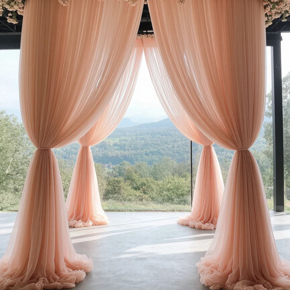 Shaman Wedding Mesh Outdoor Wedding Party Scene Decoration Background Wedding Arches Curtain Mesh Qme