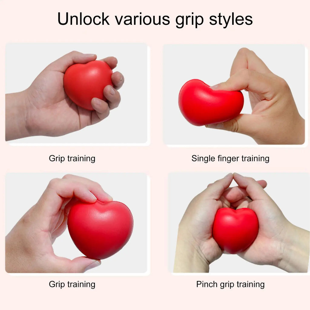 Strengthening PU Foam Grip Exercise Balls Heart Shaped Hand Squeeze Balls for Hand Rehabilitation Fitness Yoga Supplies Qme
