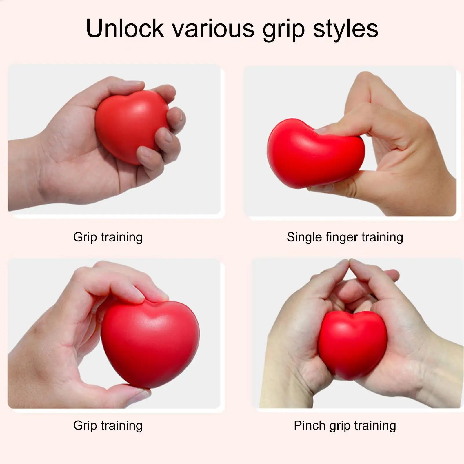 Strengthening PU Foam Grip Exercise Balls Heart Shaped Hand Squeeze Balls for Hand Rehabilitation Fitness Yoga Supplies Qme
