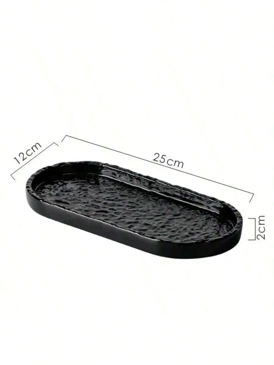 1 Bathroom Stone Tray Rack Bathtub Ceramic Jewelry Storage Washbasin Qme S black