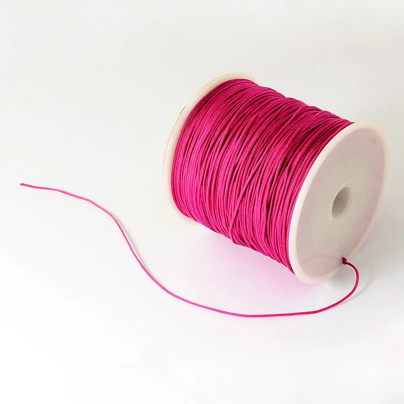 PandaHall about 150yards/rollBraided Nylon Thread Chinese Knotting Cord Beading Cord for Beading Jewelry Making Colorful 0.5mm Qme Camellia 0.8mm