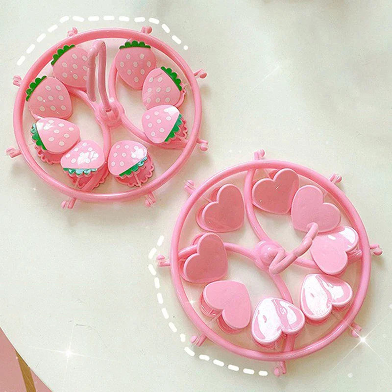 Lovely Strawberry Clothes Dryer Hanger Windproof Socks Underwear Drying Rack Household Heart Storage Laundry Rack Home Qme