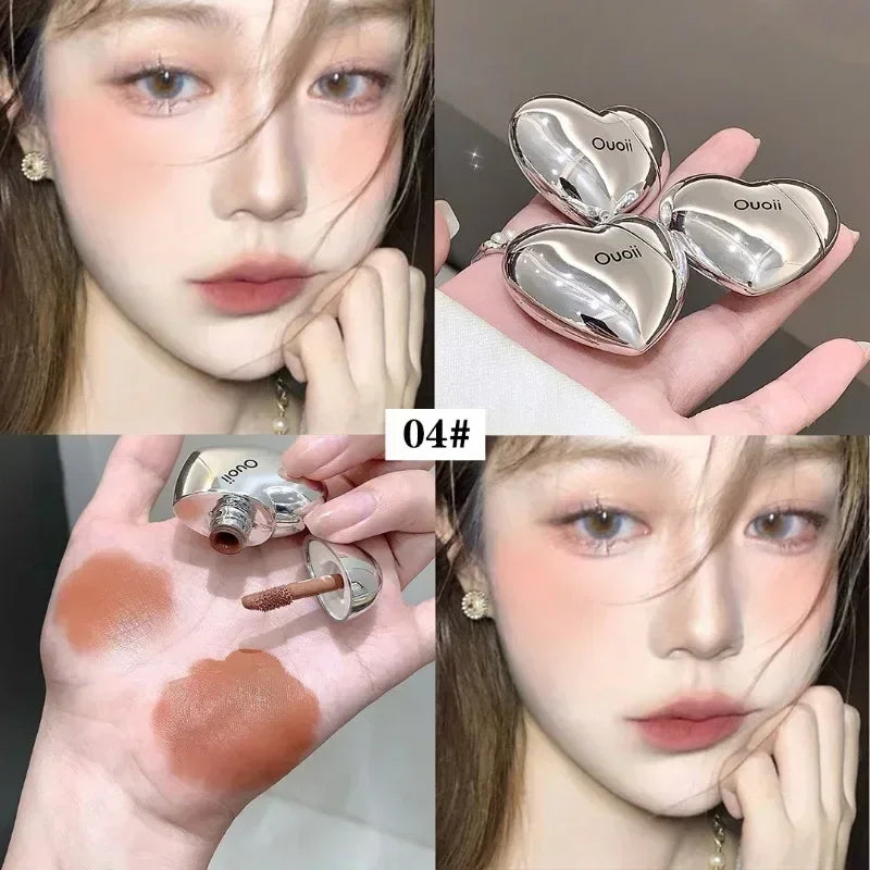 Matte Glitter Face Liquid Blusher Smooth Cheek Eye Mousse Blush Highlighter Stick Rouge Multi-purpose Waterproof Contour Makeup Qme 04 deep orange