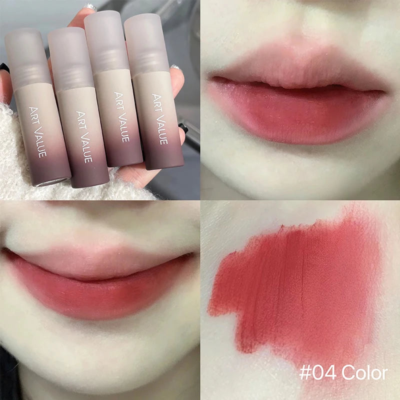 Sexy Long Lasting Velvet Matte Lip Gloss Liquid Lipstick Lip Makeup Women Beauty Red Nonstick Cup Waterproof Lip Gloss Tint Qme 04