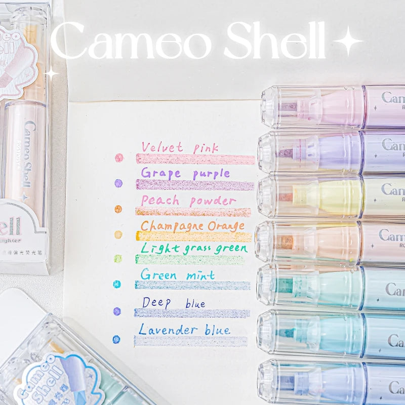 Mini Portable Clear Shell Glitter Highlighter Markers 4Pcs Set Glitter Ink for Scrapbook Painting School Stationery Qme