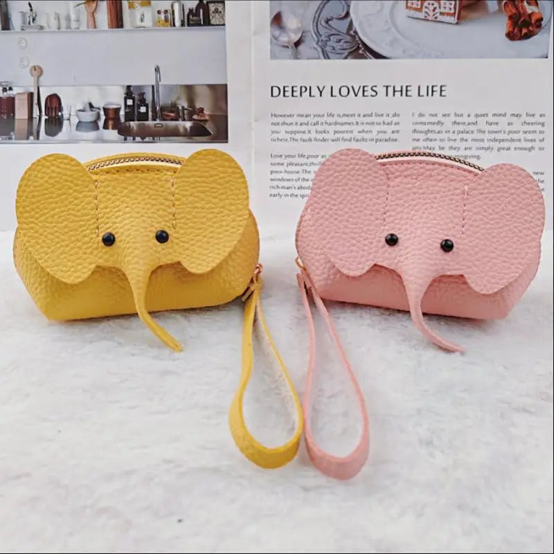 PU Leather Elephant Money Bag Women Coin Purse With Key Ring Multifunctional Zipper Storage Bags Key Case Qme