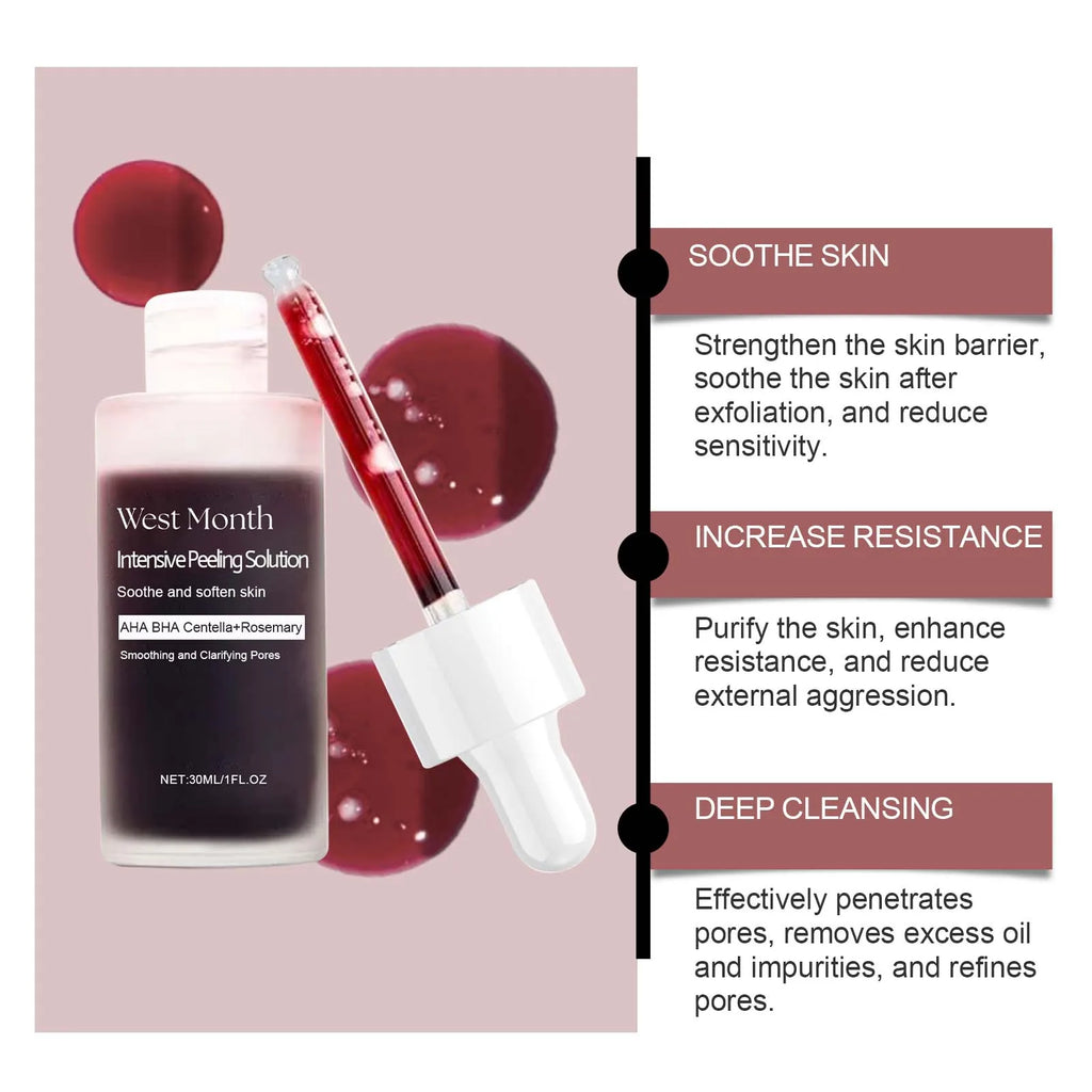 Peeling Face Serum Anti Acne Brightening Exfoliating Shrink Pores Salicylic Acid AHA Serum Reduces Blackheads Smoothing Facial Qme
