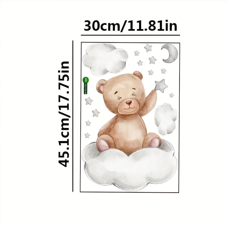 Home Decor Bear Moon Cloud Star Cartoon Wall Decal Qme