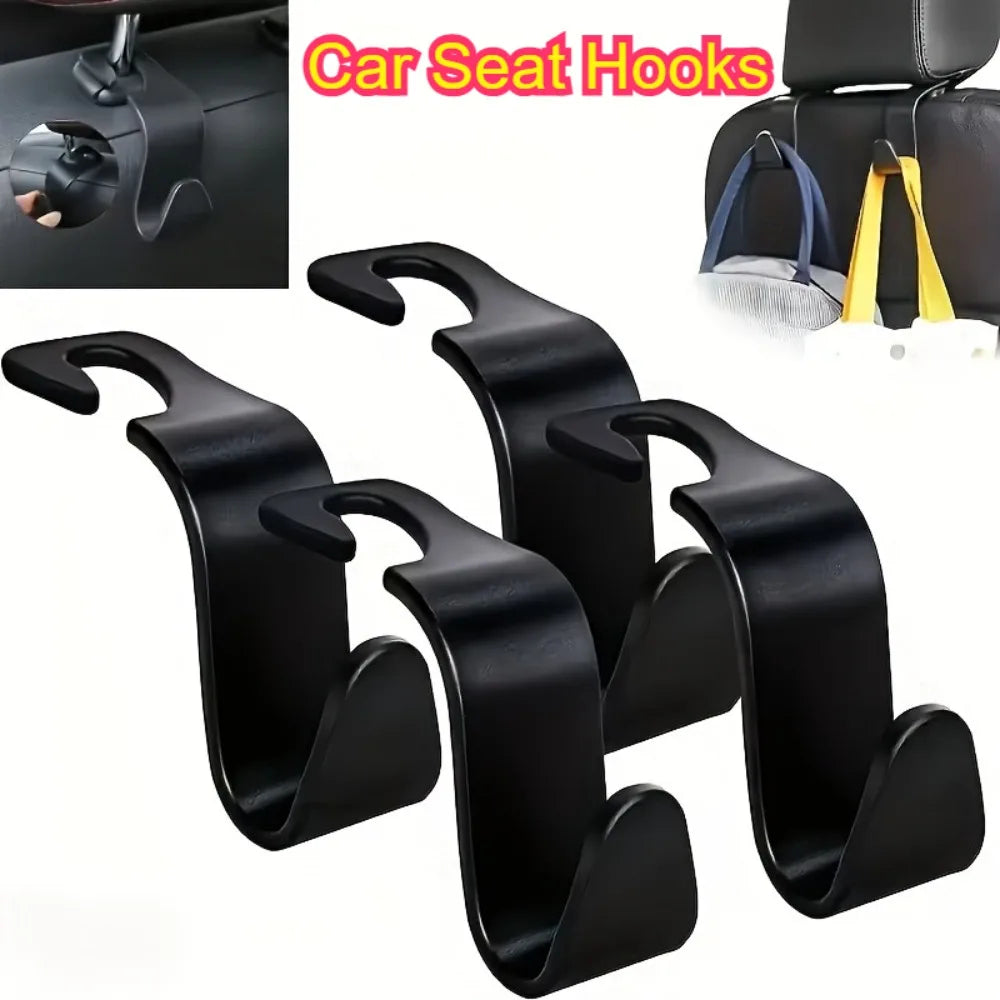 Car Seat Back Headrest Hooks Universal Auto Storage Hanger For Handbags Grocery Bags Purse Water Bottle Car Interior Accessories Qme
