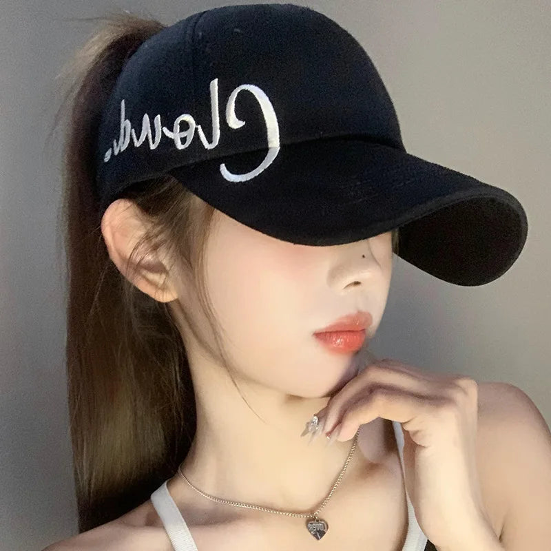 Women's Sun Hat Ponytail Hole Breathable Empty Baseball Cap Summer Qme