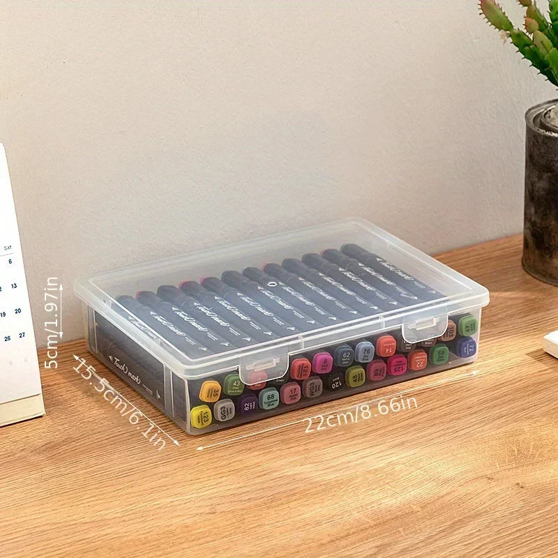 Large Capacity Pencil Case Transparent Plastic Notebook Sketch Marker Colored Lead Painting Storage Box, Back To School Supplies Qme