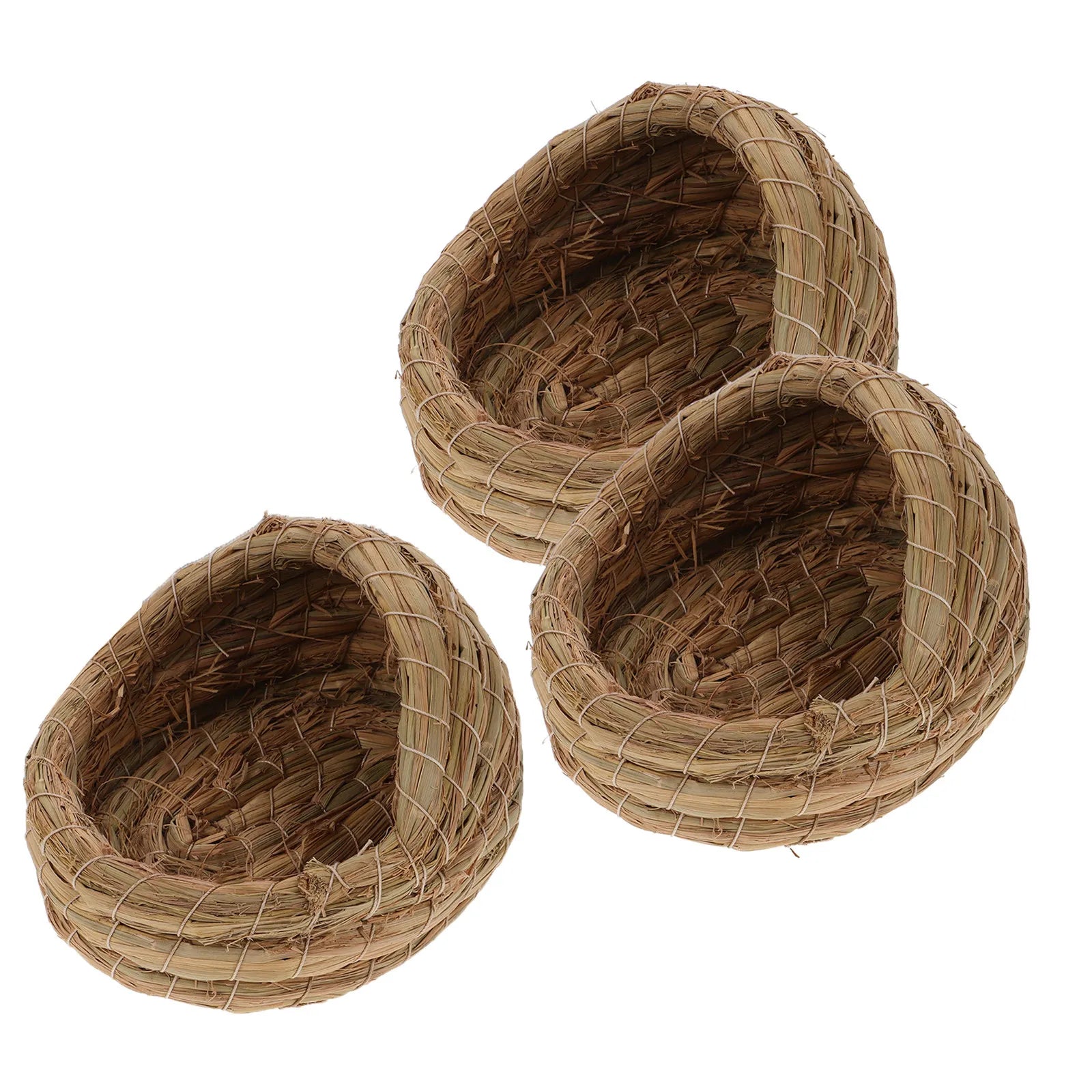 3Pcs Handwoven Straw Bird Nest 5.5 Inch Cozy Breeding Nest for Finch Canary Lovebird Parrot Rabbit Guinea Pig Small Animal Qme