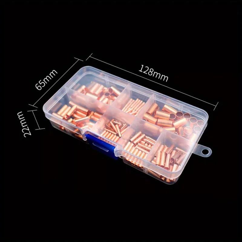 250pcs Copper Connecting Pipe Kit - Perfect For Wire Joints & Cable Lugs! Qme