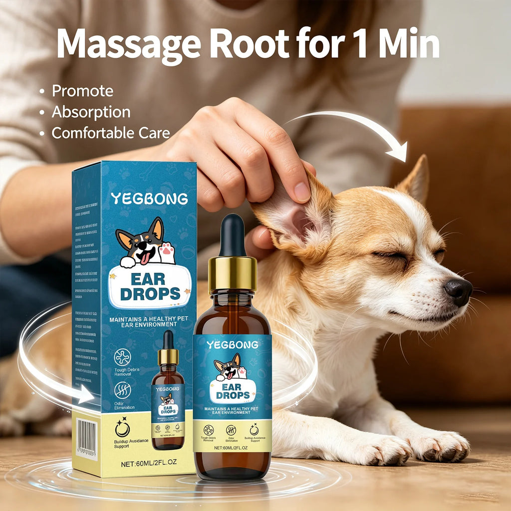 Dog Ear Care Drops Nourishing Removing Earwax Eliminate Odors Relieving Ear Discomfort & Itching Mild Pet Ear Cleansing Solution Qme