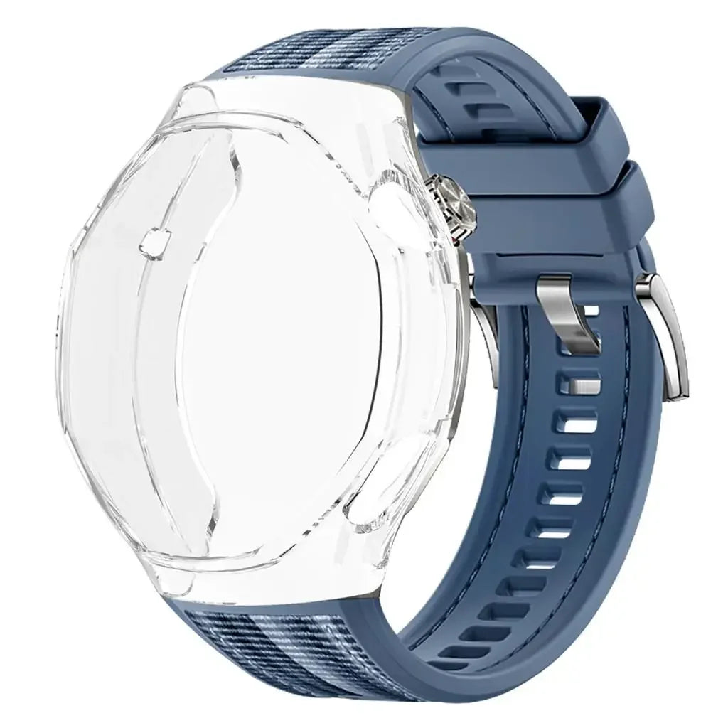 TPU Case+Strap For Huawei GT6 Pro 46mm Soft Silicone+Nylon Woven Bracelet Band With TPU Protector Bumper Shell Cover Qme DU-Tr For GT6 Pro 46mm