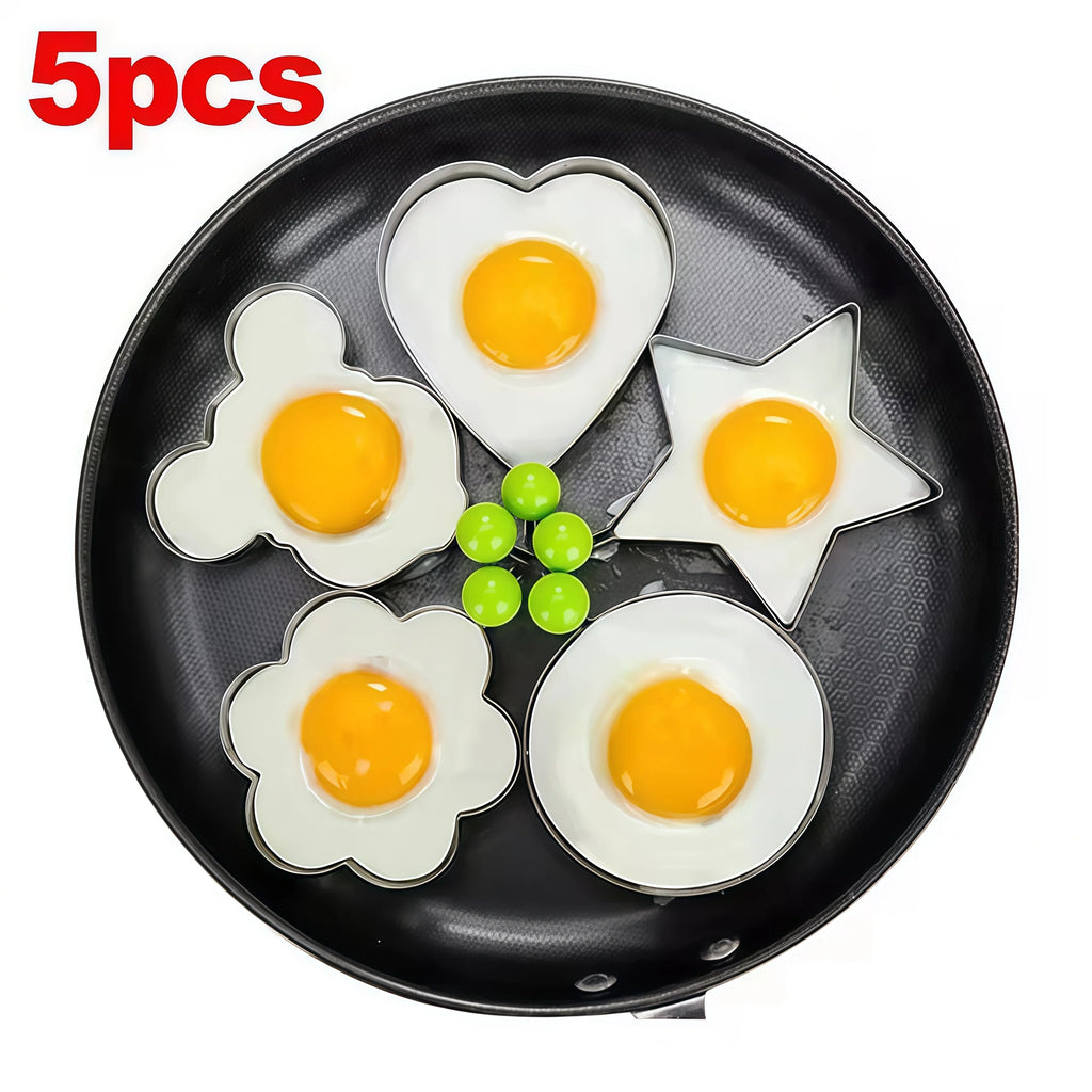 1/4/5PCS Stainless Steel Omelette Forming Machine Mold Frying Pan Pancake and Egg-shaped Device Kitchen Gadgets Qme 5pcs set
