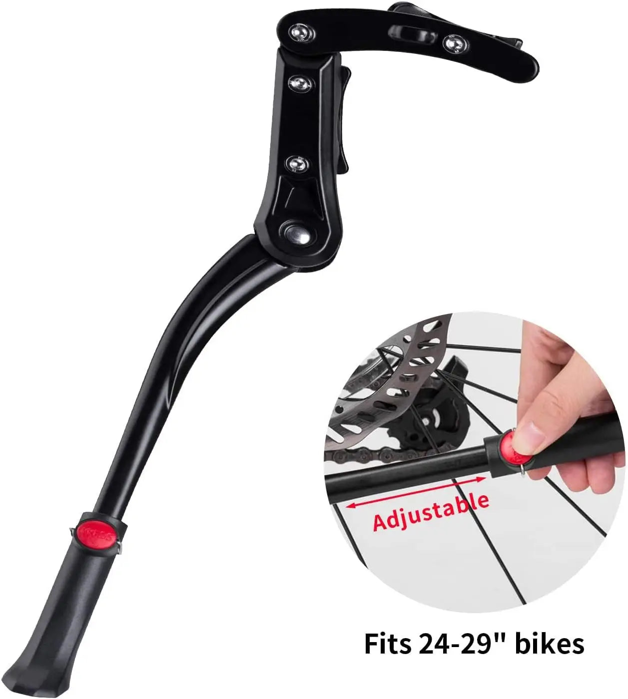 Adjustable Bicycle Kickstand, Aluminium Alloy, Universal Rear Bike Kickstand for 24 inch to 29 inch Mountain Bike and Road Bike Qme