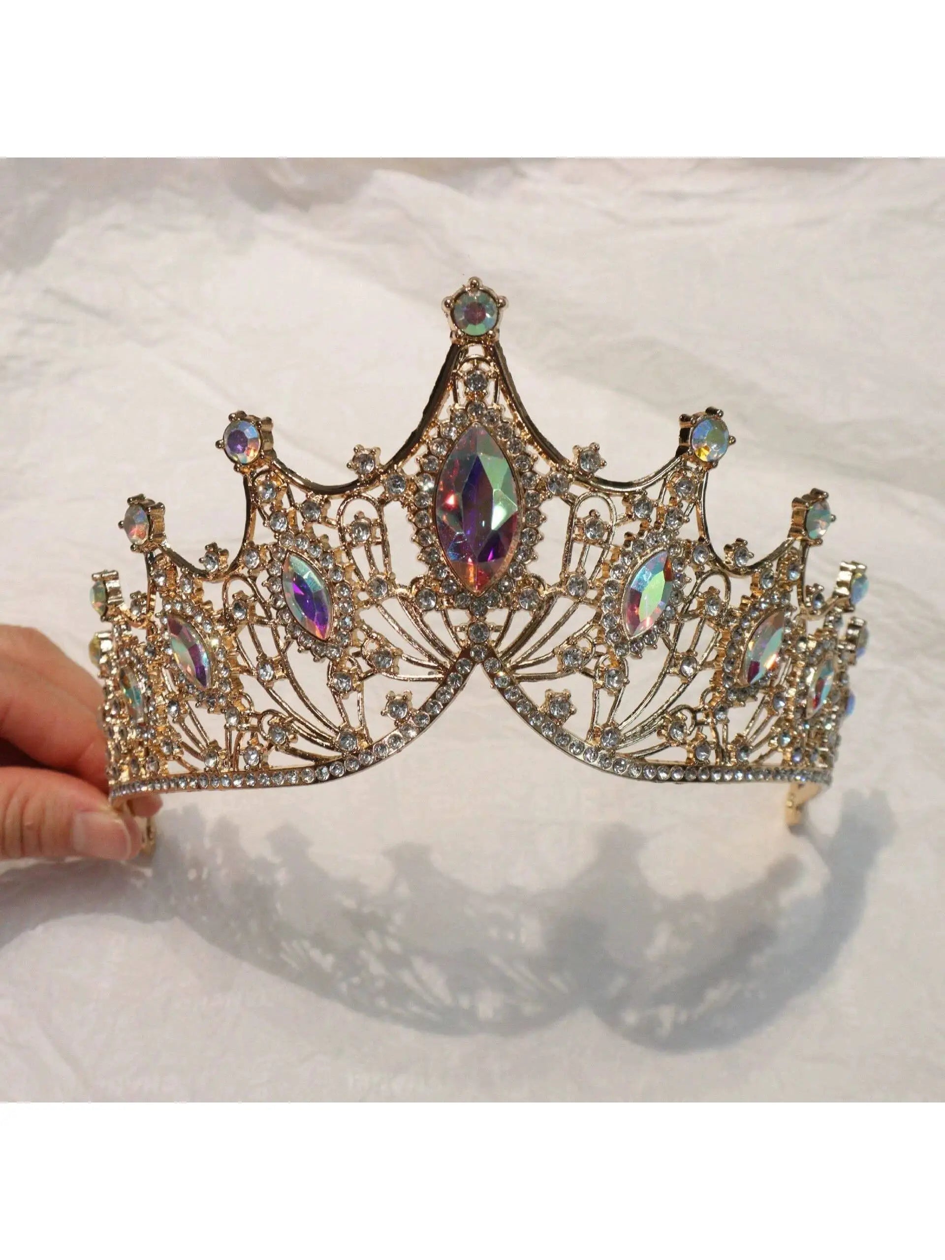 Bridal Hair Crown 1pcSet Luxury Wedding Accessories Bride Multicolor Qme gold