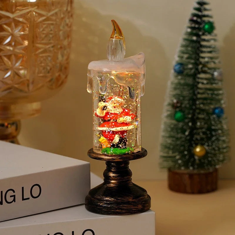 Christmas Snow Globe Lamp Cartoon Candle Light Creative Crystal Ball Qme