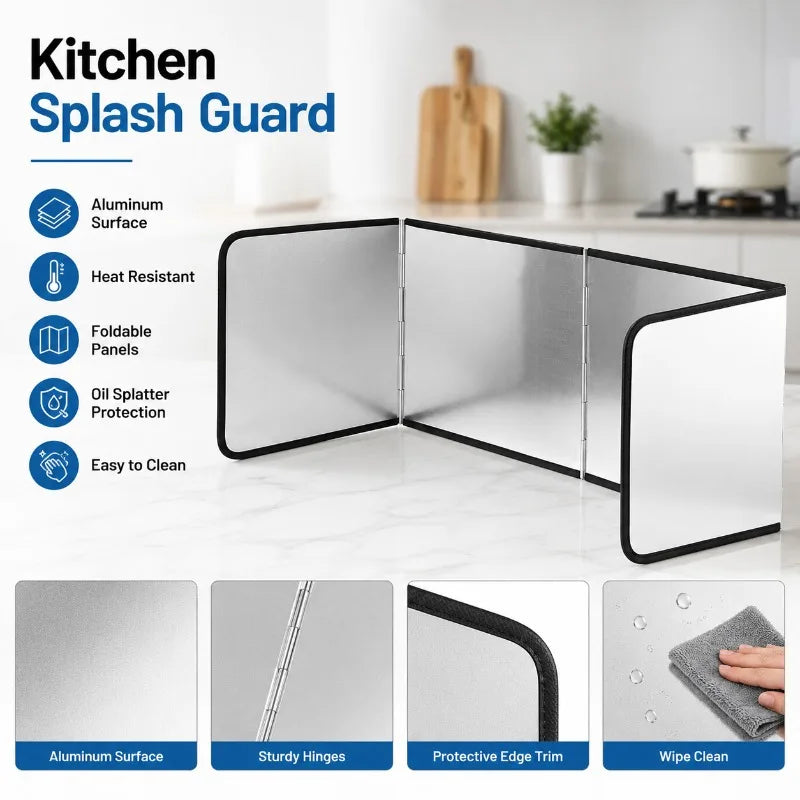 Foldable Kitchen Gas Stove Baffle Oil Splash Protector Splash-proof Qme
