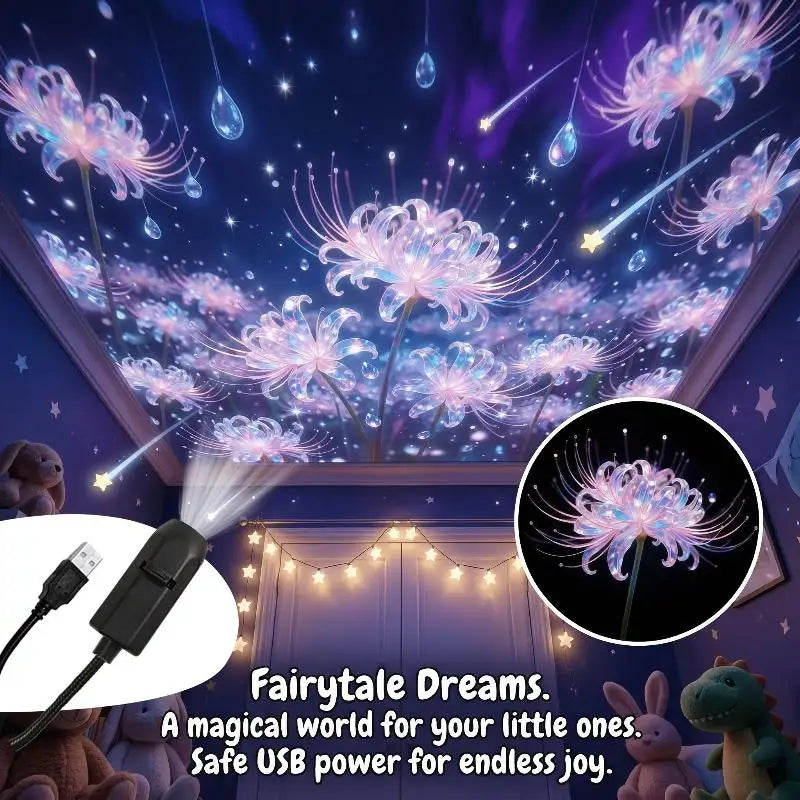 10 Patterns Dreamy Floral Pattern Projection Light Room Wall Ceiling Qme