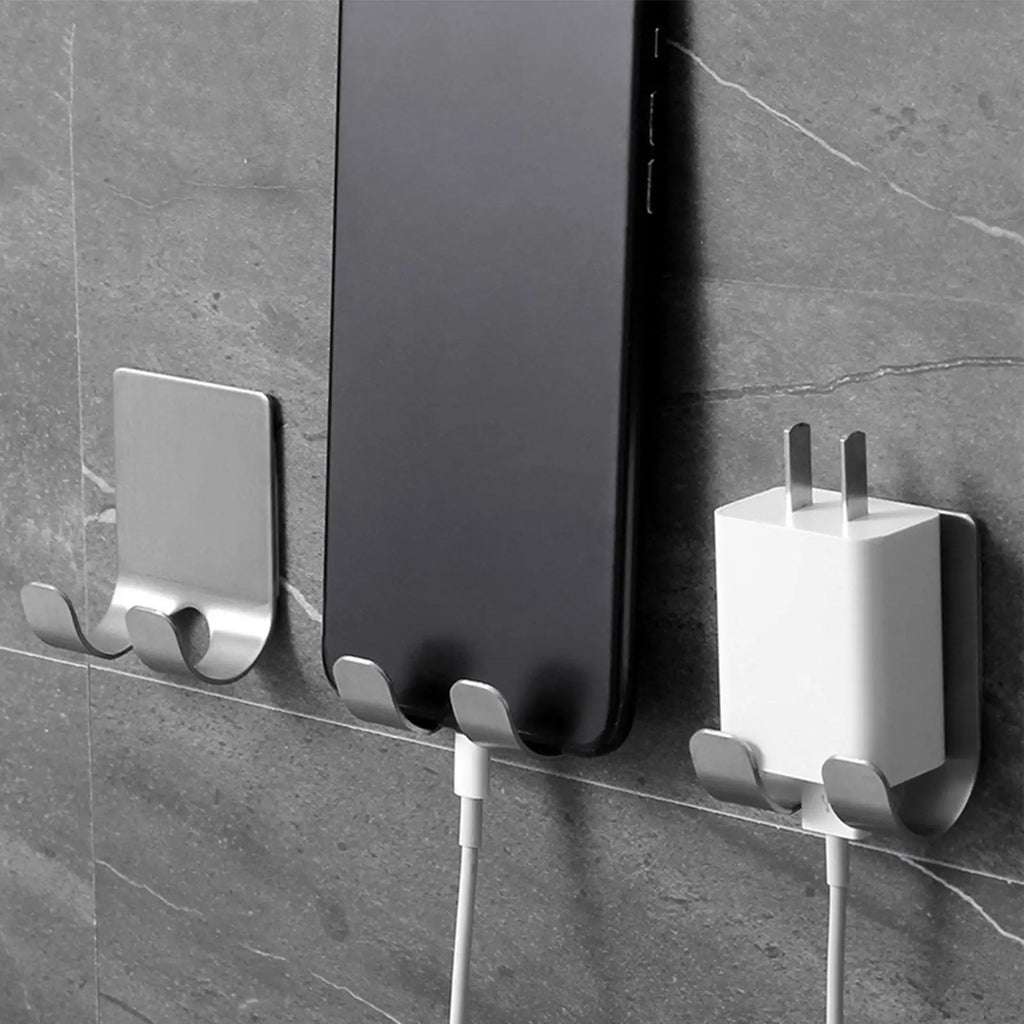 Razor Holder for Shower Wall 2 Pieces Adhesive Wall Storage Hanger Stainless Steel Shower Hanger for Home Bathroom Kitchen Tile Qme