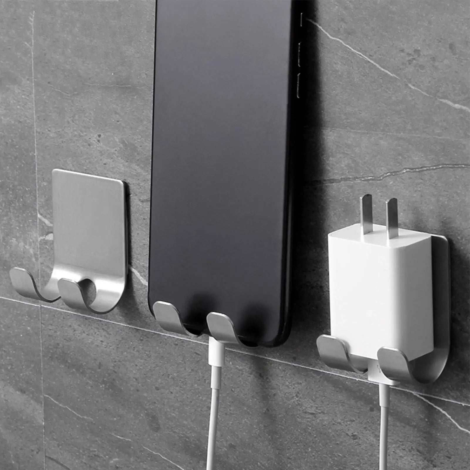 Razor Holder for Shower Wall 2 Pieces Adhesive Wall Storage Hanger Stainless Steel Shower Hanger for Home Bathroom Kitchen Tile Qme