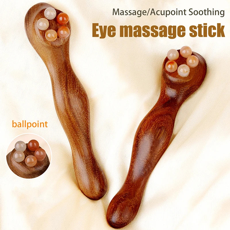 Gua Sha Facial Massage Tool Sandalwood Eye Face Massager Five-bead Qme