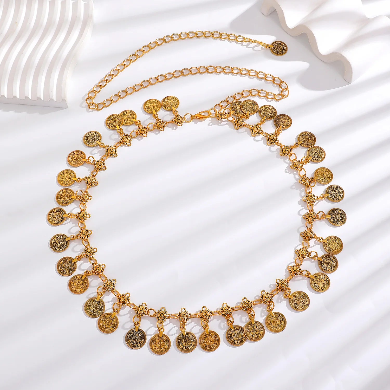 Women's Slim Decorative Waist Chain Silver Ethnic Tassel Belt Dresses