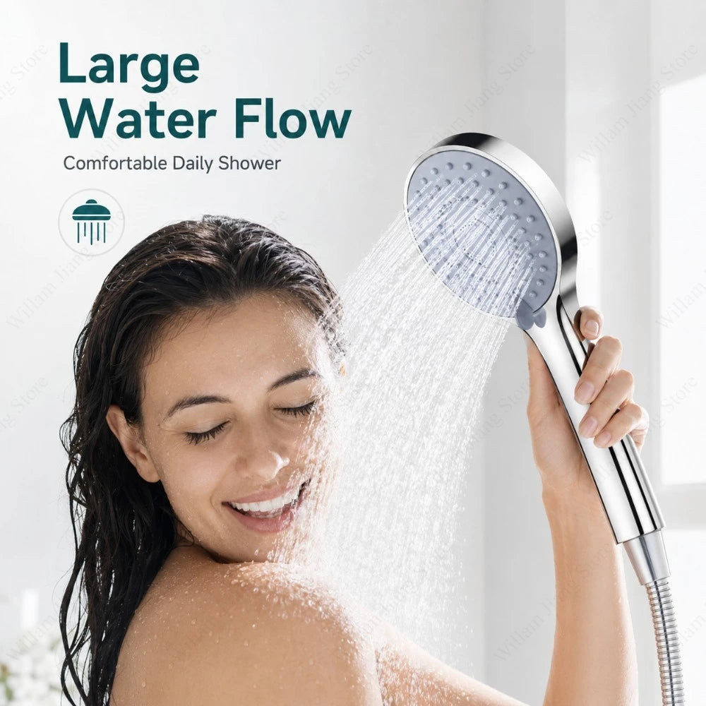 1/2/3Pcs Portable Shower Head 5 Flow Modes High Pressure Water Saving Sprayer Replacement Nozzle For Daily Home Bathroom Bathing Qme