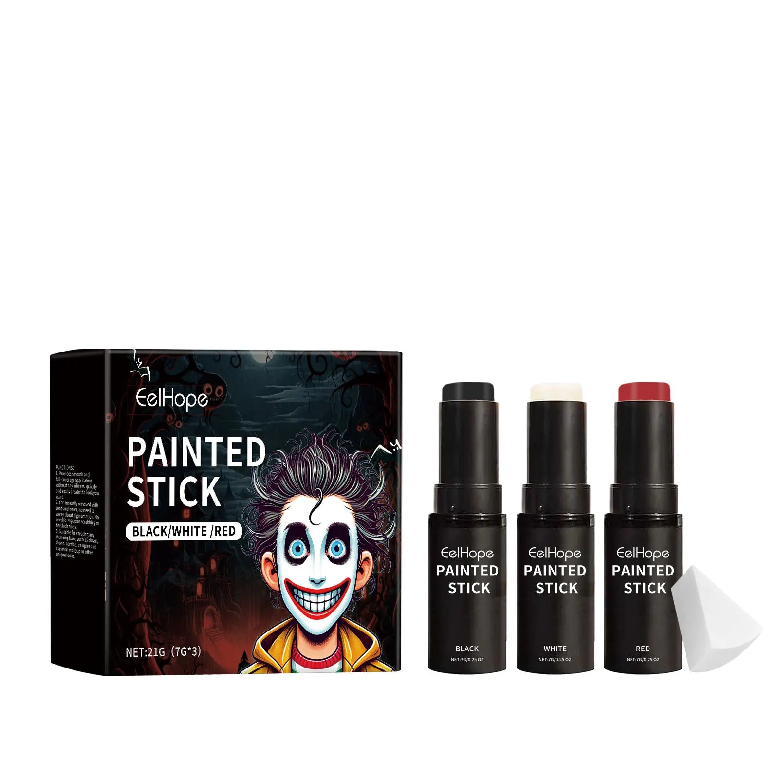 Body Paint Set Black White Red Face Painting Crayons Cosplay Clown Zombie Vampire Makeup Full Coverage Easy Remove Party Kit Qme 1 Box