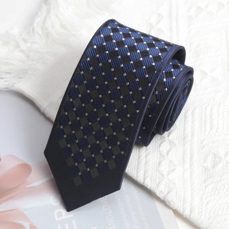 Men Tie Luxury Fashion Jacquard Black Red Necktie Plaid Patchwork Qme