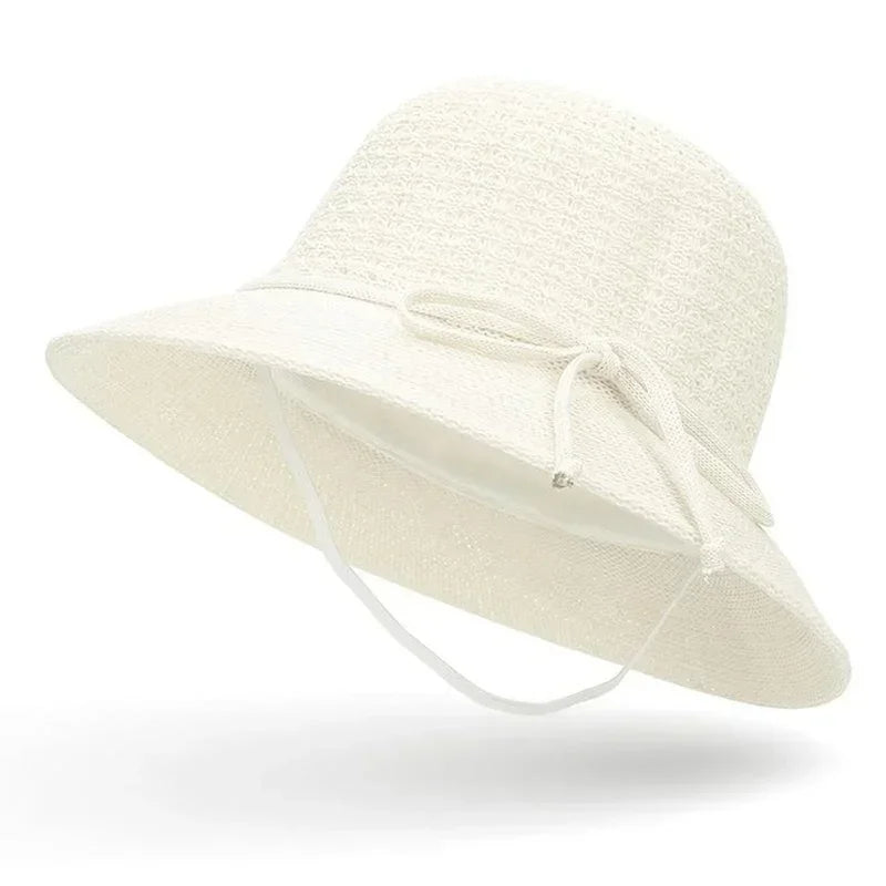 Women Summer Fashion Braided Beach Sun Hat Solid Sunshade Lady Visor Qme Beige