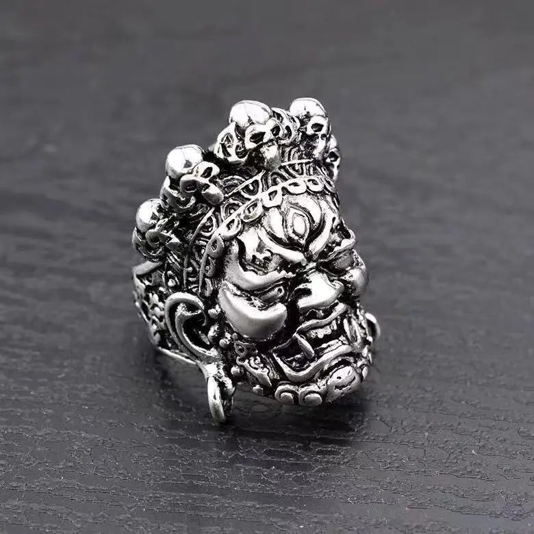 Punk Goth Titanium Steel Dragon Claw Halloween Skull Ring Hot Selling Men's Domineering Opening Rock Animal Jewelry Qme resizable 7