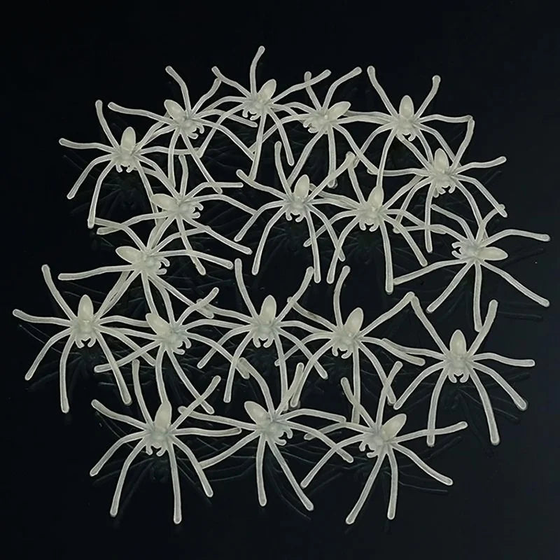 10Pcs Party DIY Decoration Halloween Luminous Rubber Fake Spider Plastic Figure Prank Toy Qme